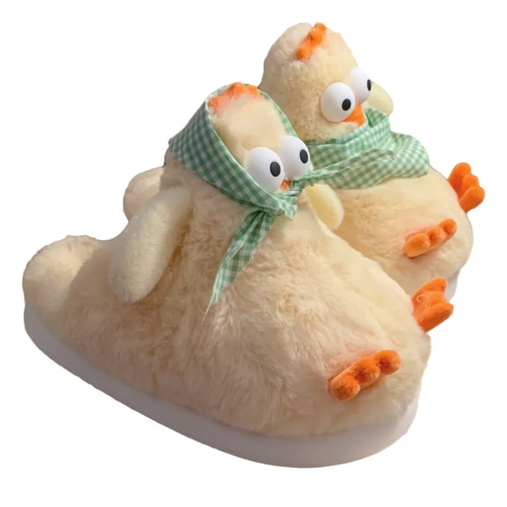 

Fashion Furry Yellow Chicken Slippers Cartoon Soft Slippers Plush Home Shoes Non-slip Winter Warm Slippers Indoor