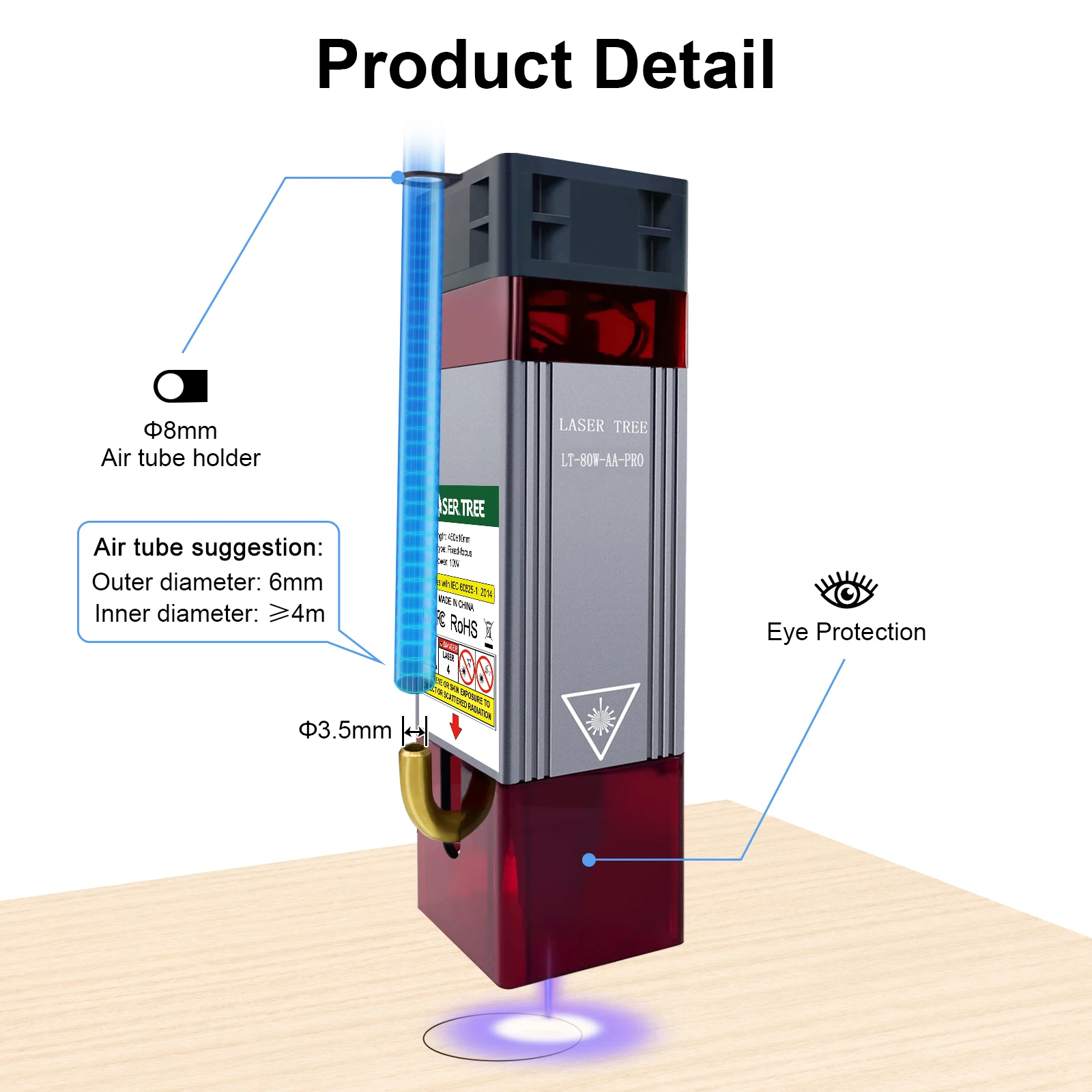 LASER TREE 10W Laser Head with Air Assist 450nm TTL Blue Light Laser Module for CNC Laser Engraving Cutting  Machine DIY Tools