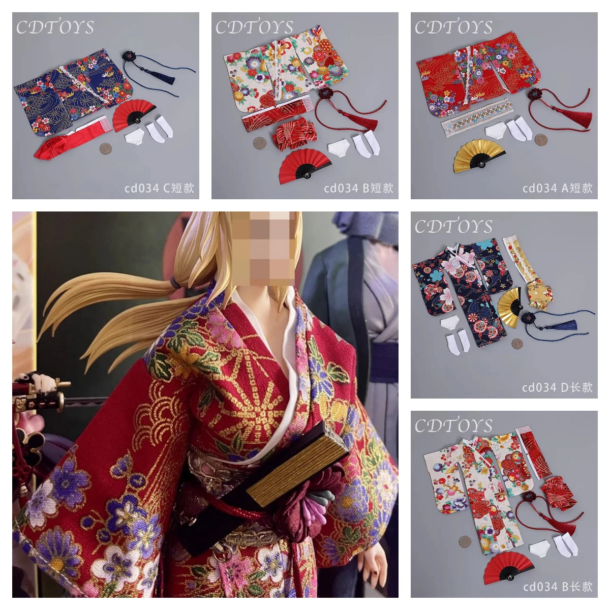 

cdtoys cd034 1/6 Scale Female Printed Kimono Traditinal Japanese Clothes Model Fit 12'' Soldier Action Figure Body Dolls