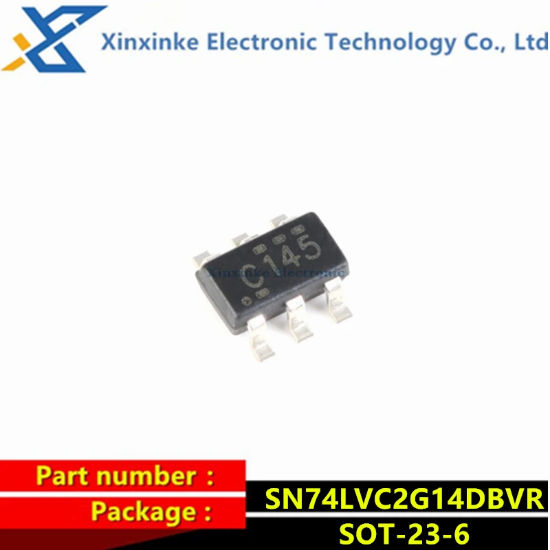 

50PCS SN74LVC2G14DBVR SOT-23-6 Marking：C145 Dual Schmitt-triggered Inverters