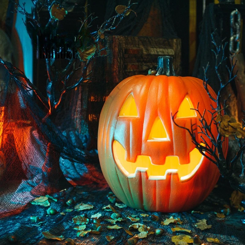 17.5 بوصة هالوين اليقطين مصابيح أرضية مول ملاهي الديكور في الهواء الطلق تضيء مضحك واسعة النطاق مكان الإعداد الديكور #3