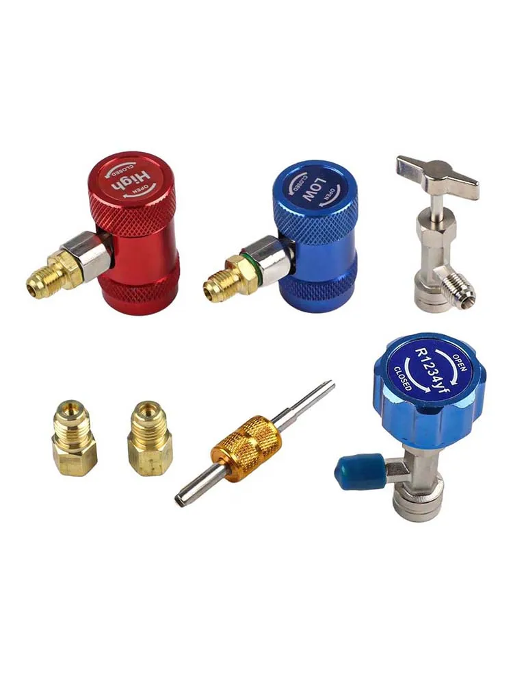 7P3333333333CSefrigerant 1234YF Quick Couplers Set With Valve Core Remover For HVAC Charging Hoses Refrigerantalve Gasottlepener