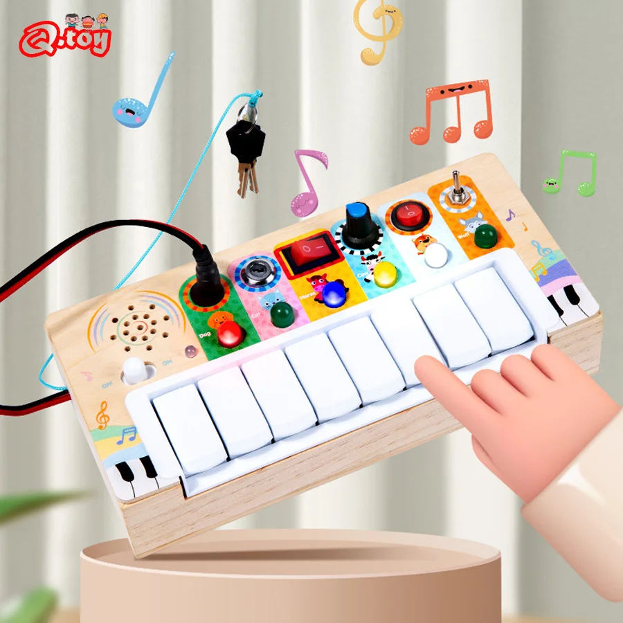 

Sound Music Busy Board Wooden Electronic Keyboard Switch Physical Educational Montessori Toys for Kids Daily Skill Training