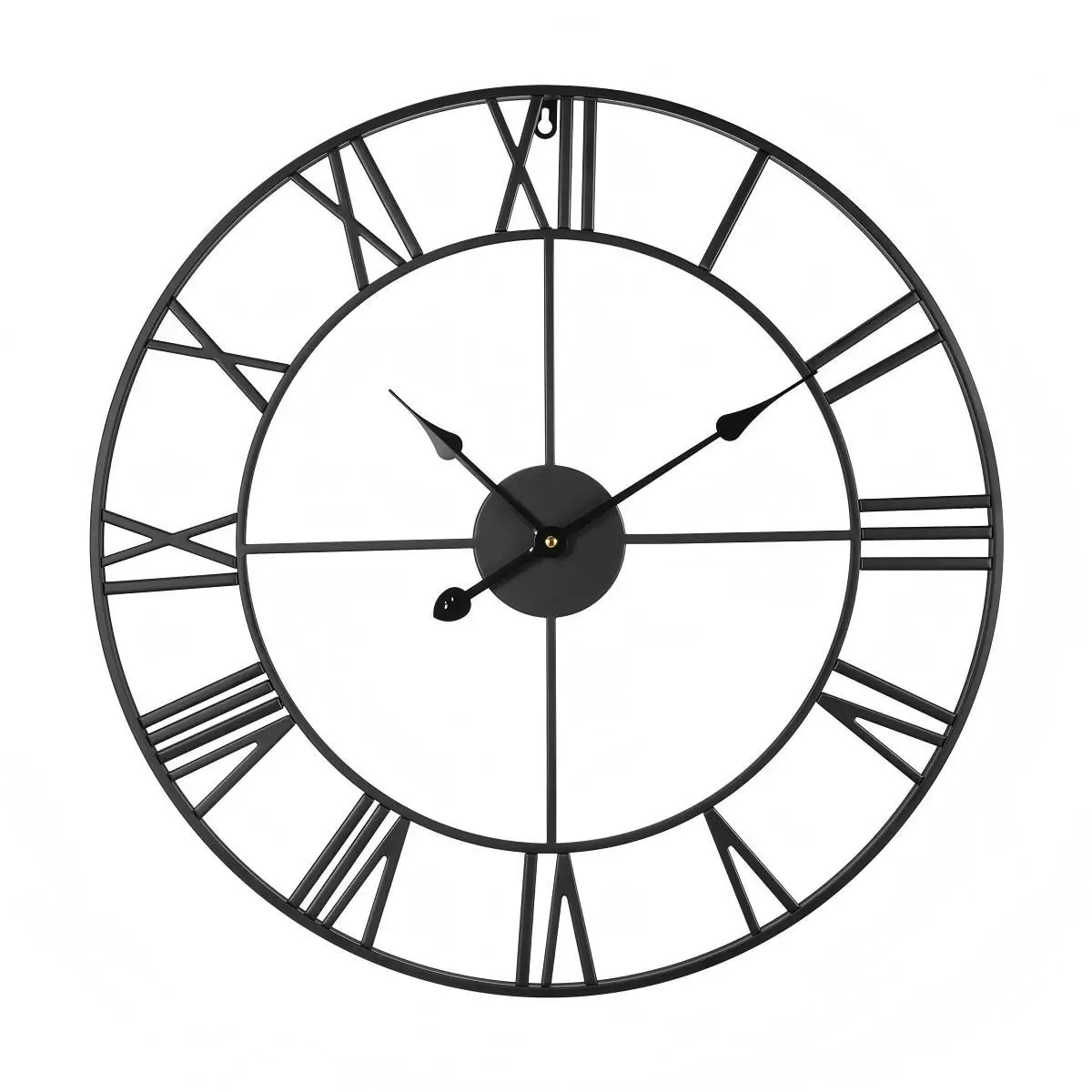 Wall Clock, 24 in Wall Clock Roman Numerals, Battery Operated Non Ticking Silent Classic Decorative Round Clocks, for Living Room Bedroom Office Kitchen Dining Room Home Decor Farmhouse, Black