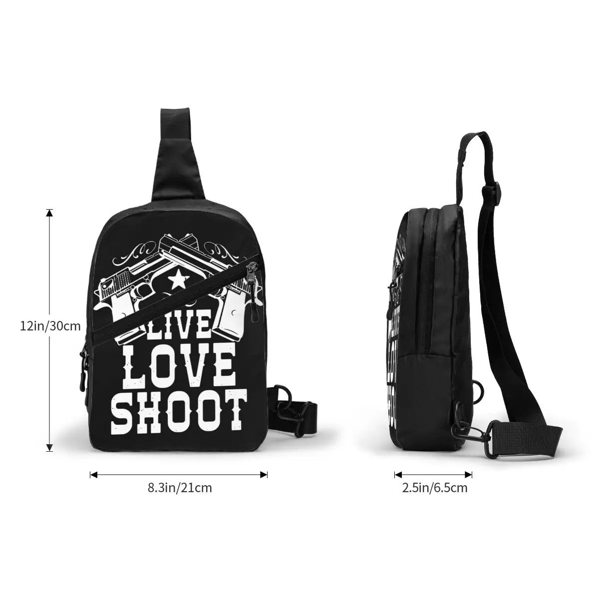 Live Love Glock Sling Chest Bag Custom USA Handgun Pistol Shoulder Crossbody Backpack for Men Cycling Camping Daypack