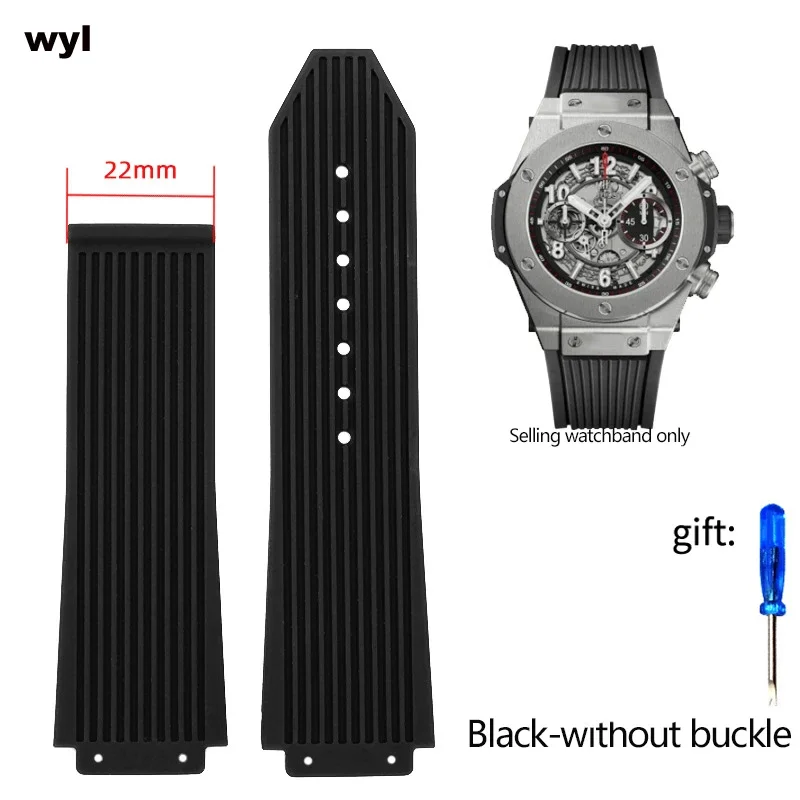 Silicone Rubber Watch Band For Hublot BIG BANG Black Blue Men\'s Watch Band Tool Waterproof and Sweatproof bracelet 26-19mm