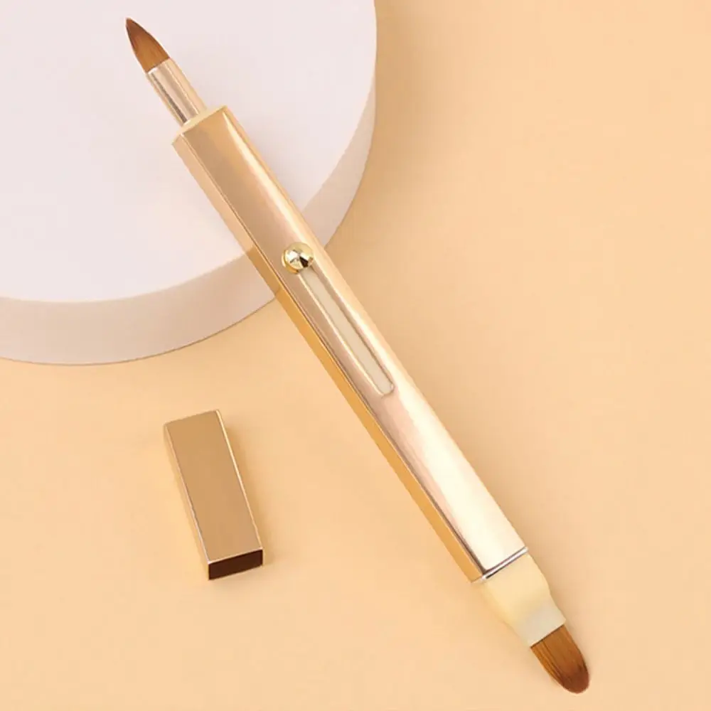 หลอดอลูมิเนียม Retractable Lip/brow Brush Telescopic พร้อมหมวกป้องกันแปรงลิปกลอสแปรงแต่งหน้าแบบพกพา