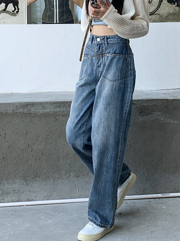 Stylish Hook Flower Hollow Out Embroidered Jeans Women 2023 Fashion High Waist Wide Leg Straight Denim Pants Streetwear y2k