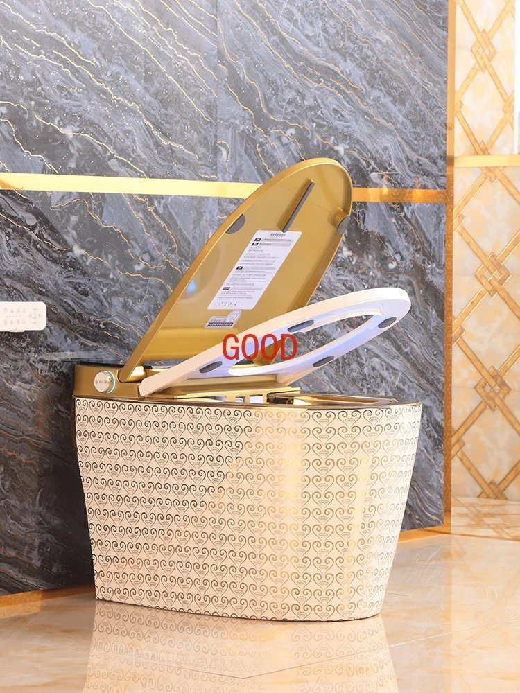 

Golden Smart Toilet European-style Home Toilet Tuhao Golden Toilet Automatic Induction Flip Cover Voice Splash Proof
