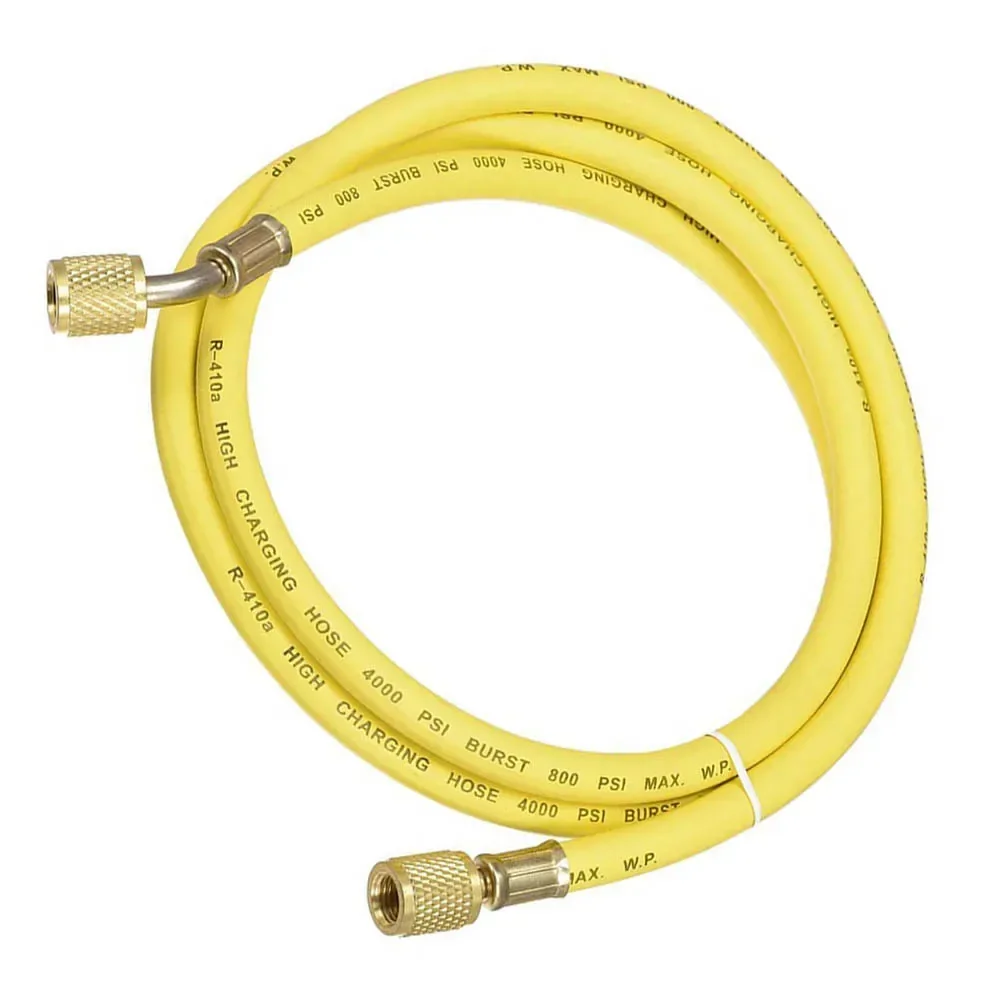 Charging Hose Tube 1.5M Length 1/4 SAE Thread 800Psi For AC Refrigeration Yellow HVAC Gauges Hoses HVAC Tools Industrial