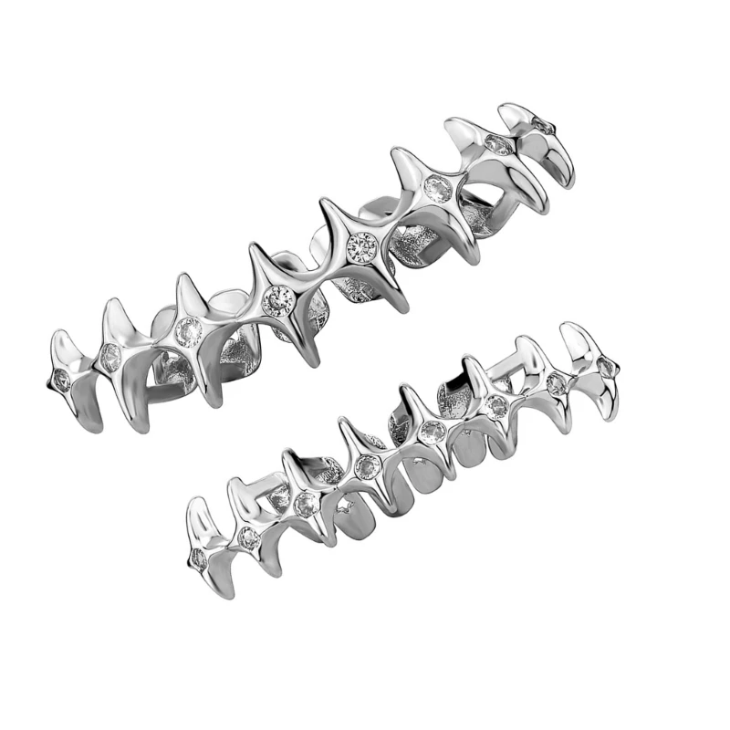 Stylish Star Grills Set for Top and Bottom Teeth Present for Hip Hop Fan