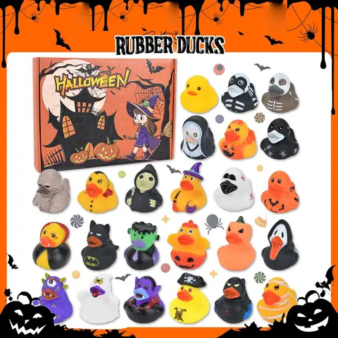 24 Days Halloween Duck Advent Calendar, Rubber Duck Gift for Kids,Trick or Treat Supplies,Party Favors