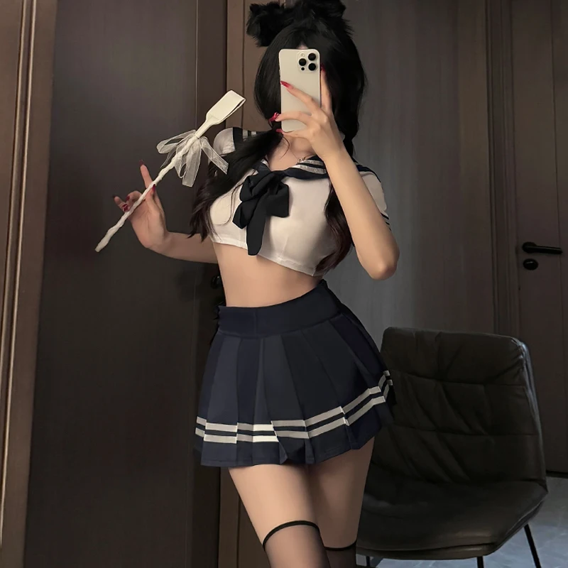 Sexy Cosplay Costume Japanese Student JK Uniform Temptation Women's Split Sexy Lingerie Miniskirt Anime Schoolgirl Costume