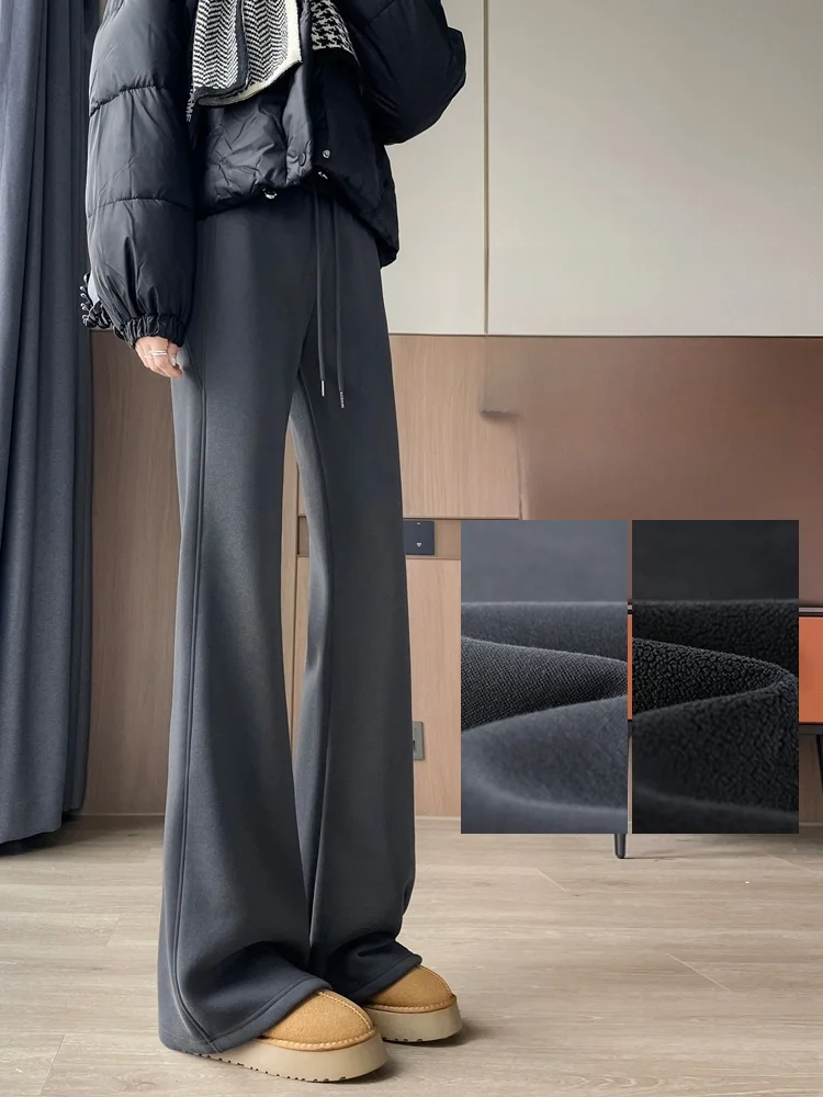 

ay High Waist Fce Lined Flared Yoga Pants Women's Spring Autumn New Sle Slimming Small Size Sportswear Trousers