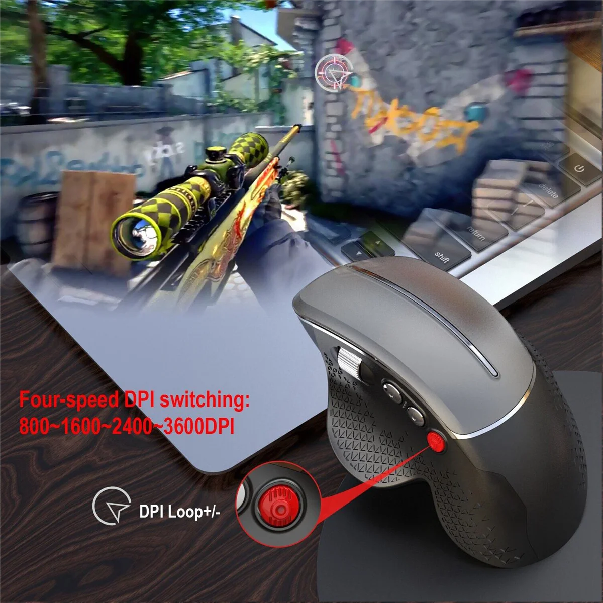 CMB-pWireless Bluetooth Mouse Rechargeable 2.4G Wireless Mouse for Office Mute Support PC Laptop Tablet