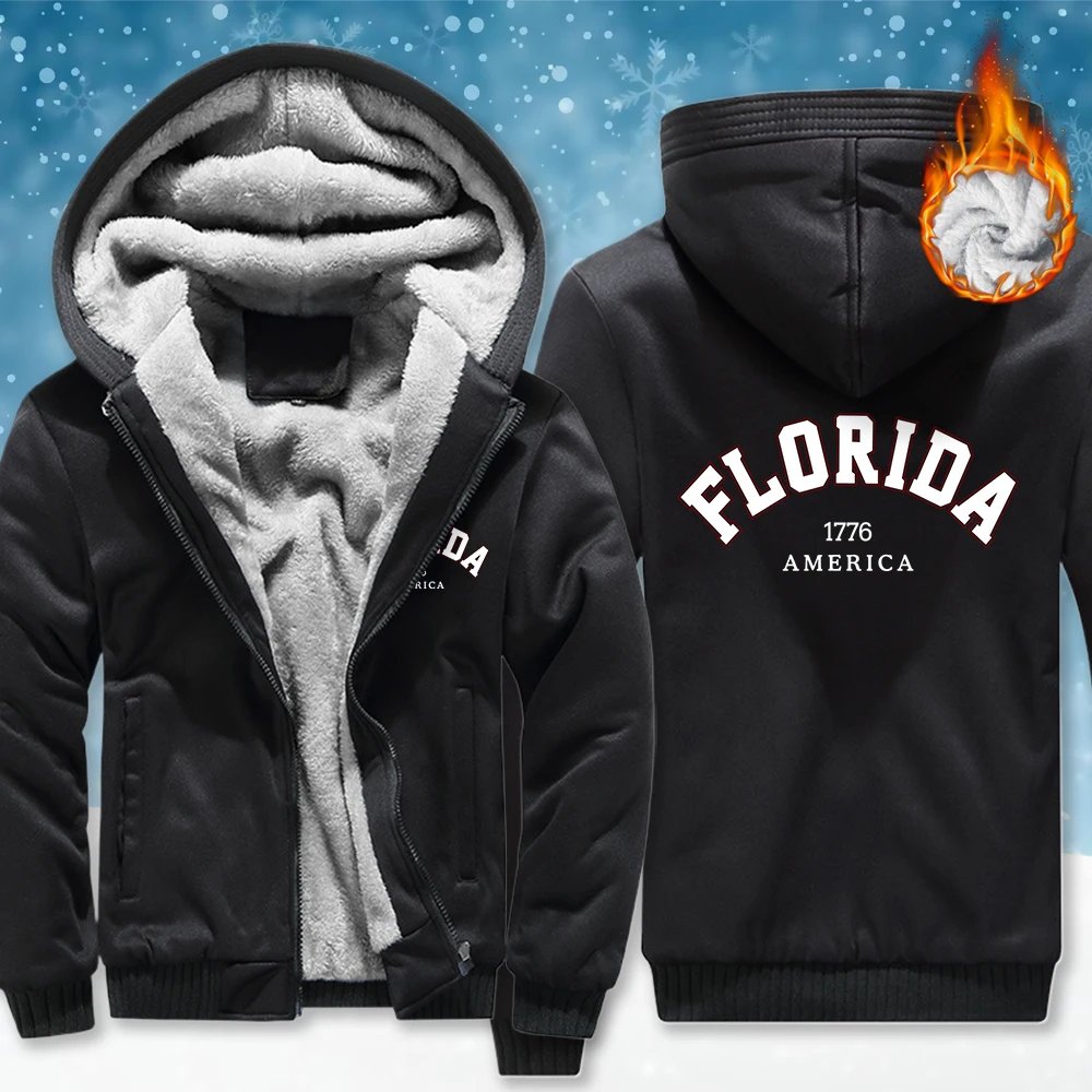 

Florida 1776, американские толстовки на молнии, мужские утепленные флисовые толстовки, зимняя свободная куртка с карманами, мужская повседневная куртка в стиле ретро с длинным рукавом
