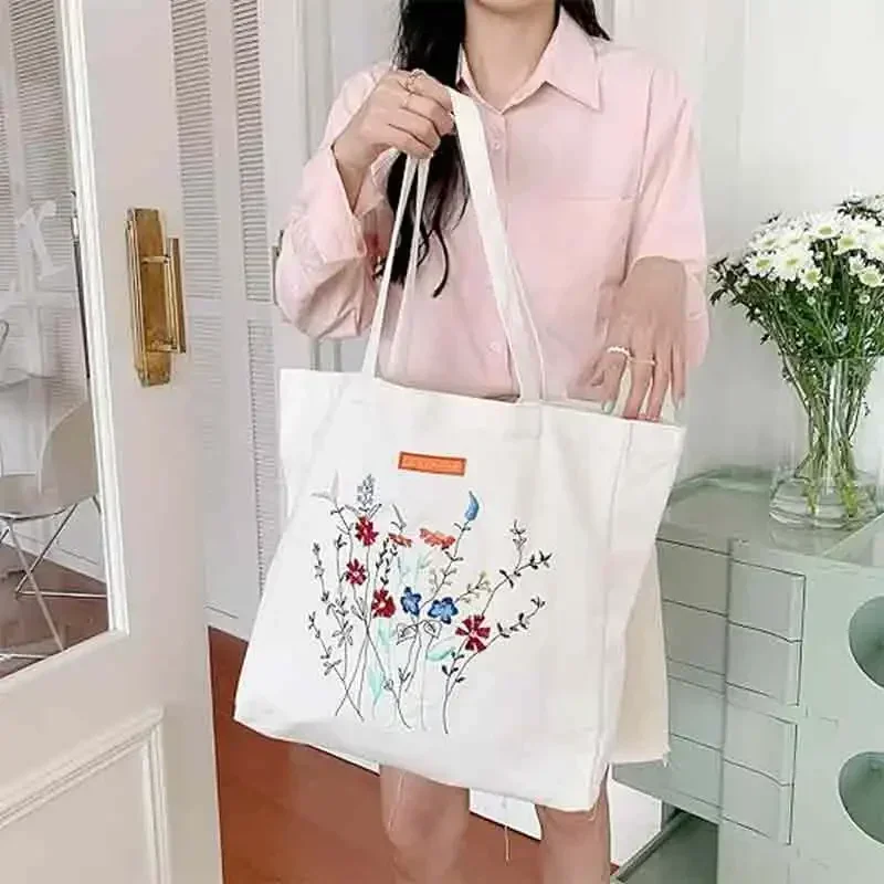 RLW2 Cotton Canvas Tote Bag Reusable Soft Grocery Cloth Bag