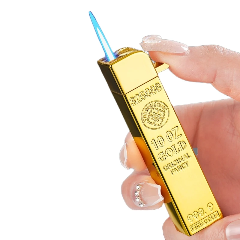 Personalized Ultra-thin and Portable Gold Bar and Brick Lighter, Smoking Accessories, Butane Inflatable Lighter