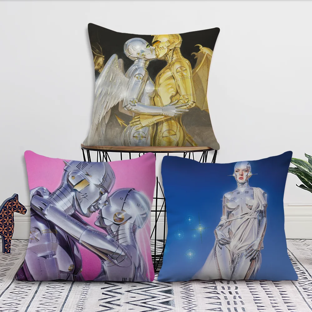 Aesthetic Sofa Living Room Bedroom Headboard Backrest Cushion Square Cushion Nap Time H-Hajime Art S-Sorayama Pillow Case