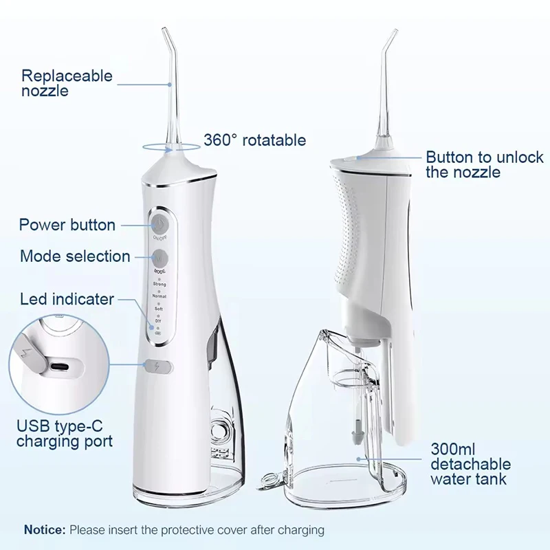 Oral Irrigator Dental Water Flosser For Teeth Portable Mouth Washing Machine Rechargeable Dental Water Jet For Dental Cleaning