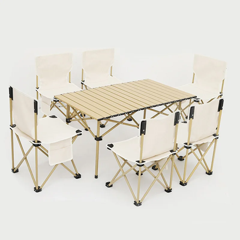 *Cheap Outdoor Furniture Portable Roll Up Aluminium Heavy Duty Folding Foldable Camping Table And Chairs Set