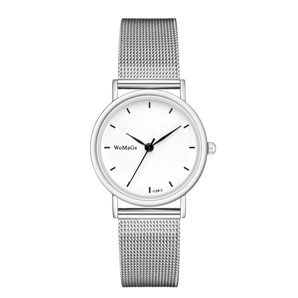 5pieces/set Trendy silver mesh steel quartz women wrist watch