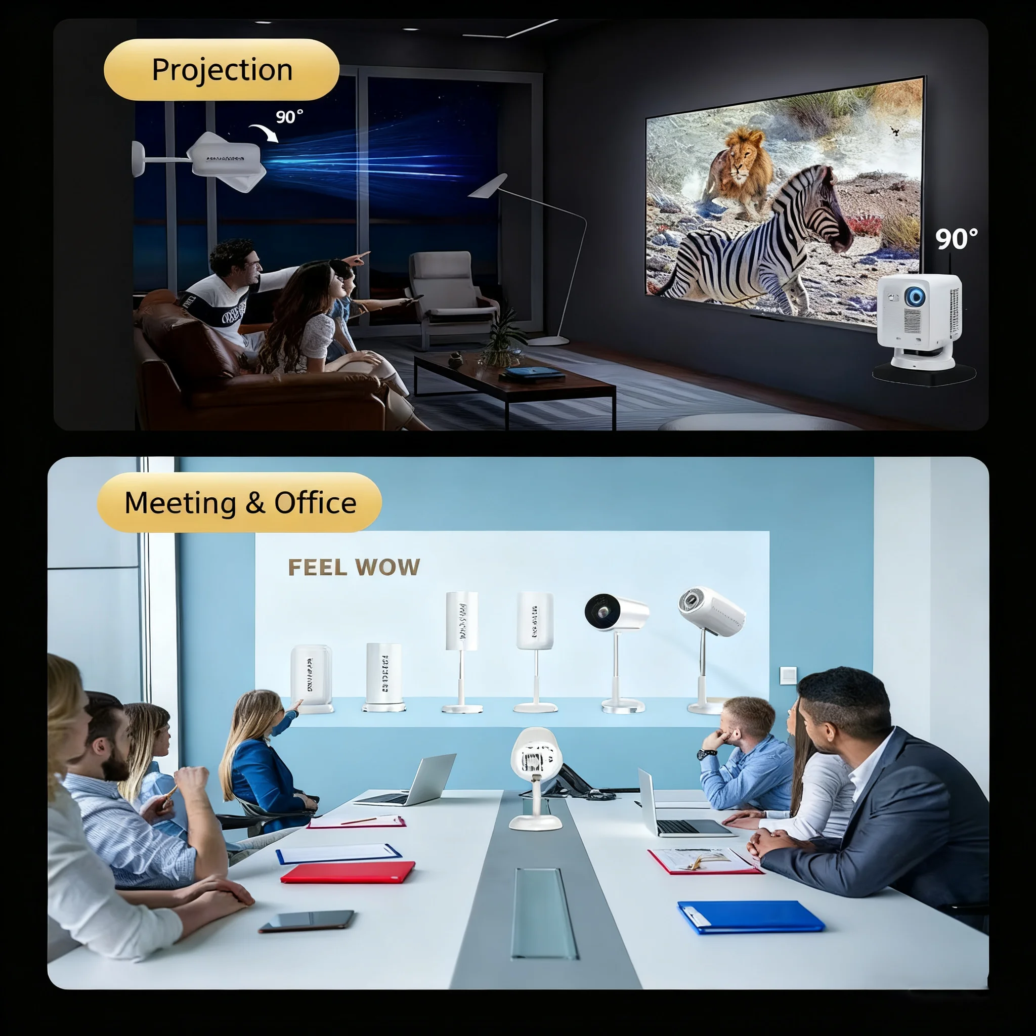 スマートプロジェクター、ネイティブ720P、4Kデコーディング対応、Hises 352チップ、WiFi-6デュアルバンド、電子フォーカス、BT 5.0、マルチモード投影