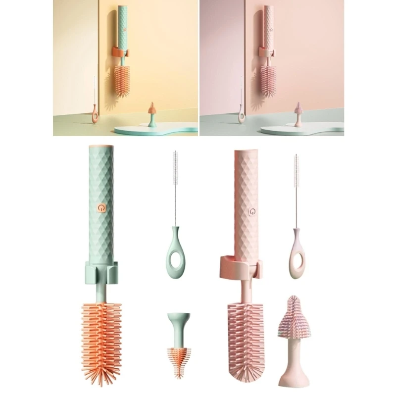 シリコン製哺乳瓶ブラシセット、電動ベビーボトルブラシ、効率的な電動ベビーボトルクリーナーブラシセット