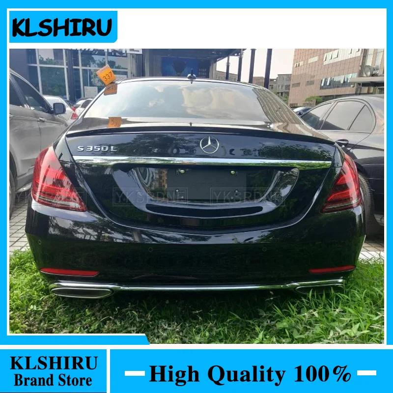 For Mercedes S-Class W222 4-Door Sedan 2014 + S350 S400 S450 S500 S600 Carbon Fiber Spoiler BOS Style Trunk Lip