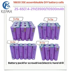 18650 35E 3500mAh/10500mAh 2S 3S 4S 5S 6S/1P 2P 3P 4P 3.7V 7.4V 14.8V 18V 21V for screwdriver battery welding battery pack