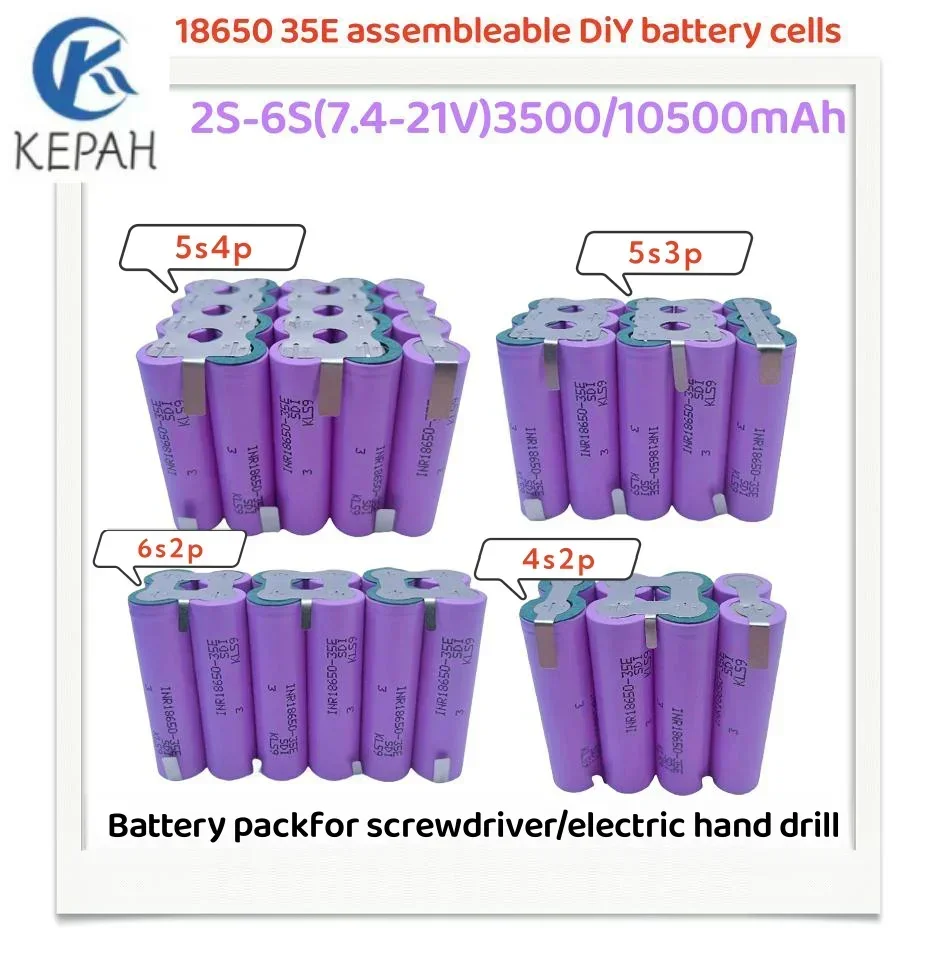 18650 35E 3500mAh/10500mAh 2S 3S 4S 5S 6S/1P 2P 3P 4P 3.7V 7.4V 14.8V 18V 21V for screwdriver battery welding battery pack