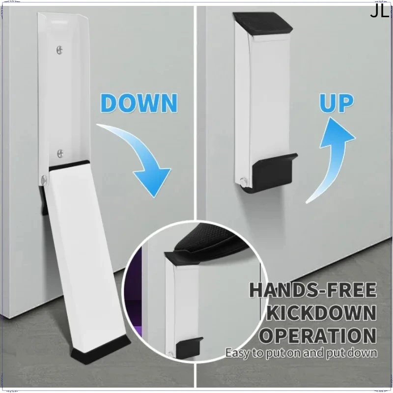 Safety Door Stopper  Heavy Duty Foldable Steel Stopper with Rubber Grip for Home  Metal Gate Blocker Kick Down DoorStopper