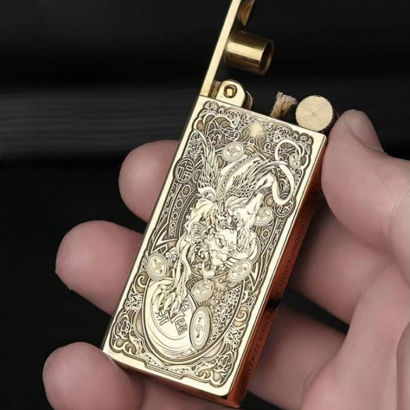 

ZORRO Mechanical Automatic Lifting Lighter Creative Personality Brass Kerosenes Cigarette Lighter Creative Men's Gift