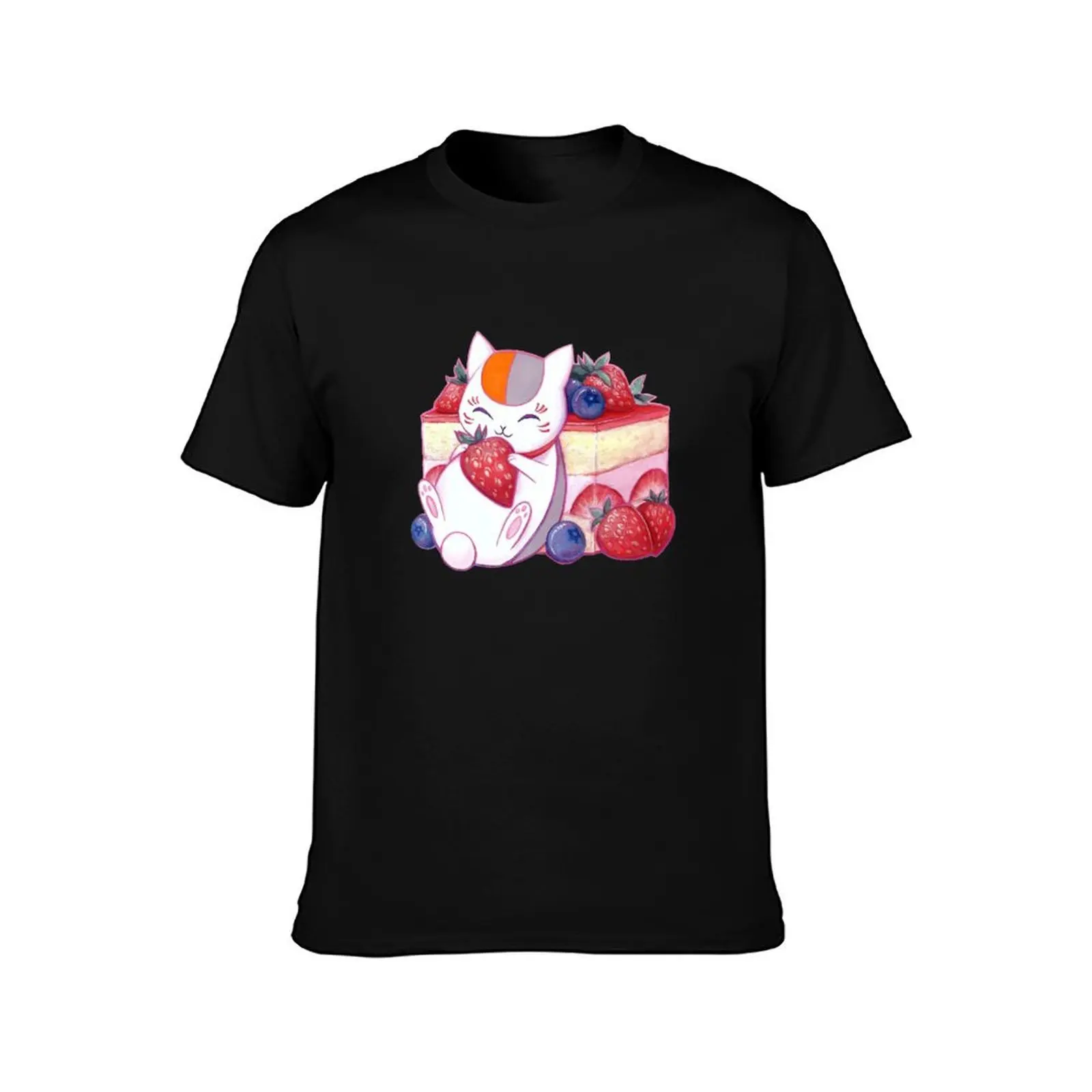 Nyanko With strawberry T-Shirt summer tops graphic t shirts graphics men t shirt