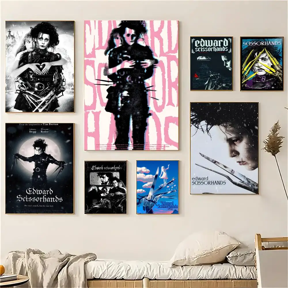 Movie E-edward Scissorhands Poster Self-adhesive Decal Living Room Bedroom Party Bar Decor Moisture-proof Fade-resistant