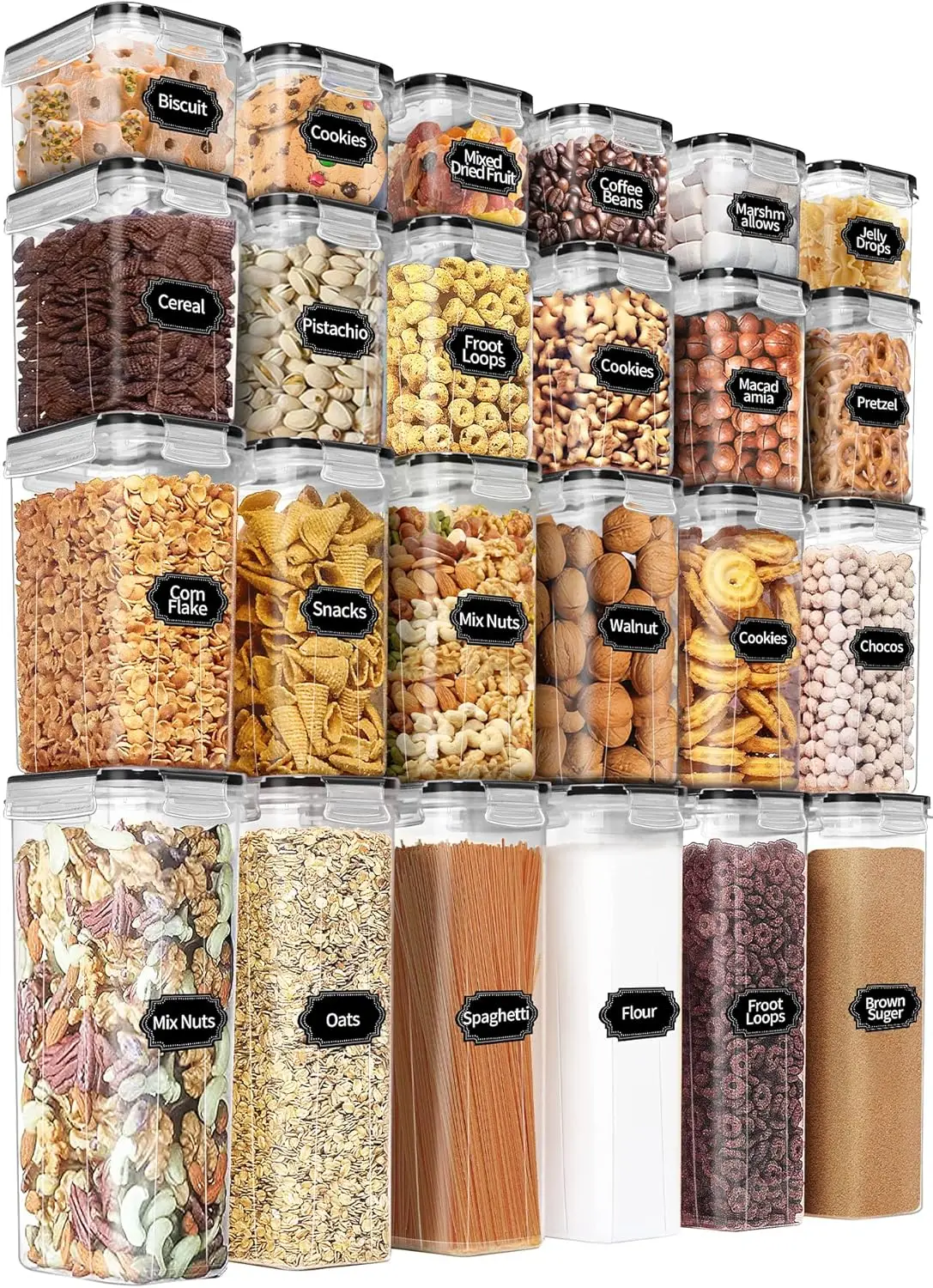 Airtight Food Storage Containers Set with Lids , BPA Free Kitchen and Pantry Organization, Plastic Leak-proof Canisters