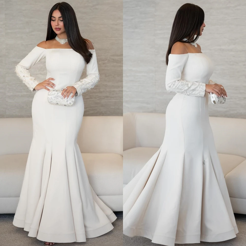 

Customized Exquisite Boat Neck Evening Dress and Temperament Jersey Special Occasion Gowns and Delicate Long Sleeves Prom Dress