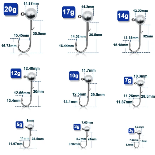 Imagen 2 del producto Ned Rig anzuelo de plantilla, 5 ~ 20 piezas, señuelos blandos, cebos, señuelo de gusano, anzuelo de pesca, pesca en agua dulce y salada, anzuelo de cabeza de plantilla de vástago largo