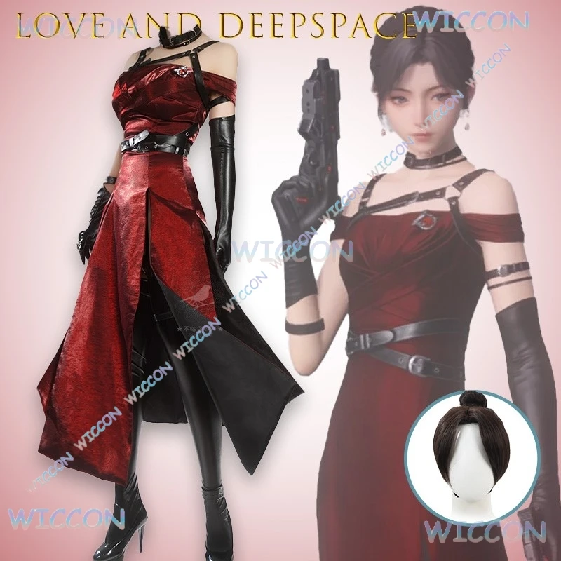 

Outfit Deepspace Hunter Love and Deepspace Eclipse Glamour Cosplay Costume Red Dress Protagonist Anime Game Collectible