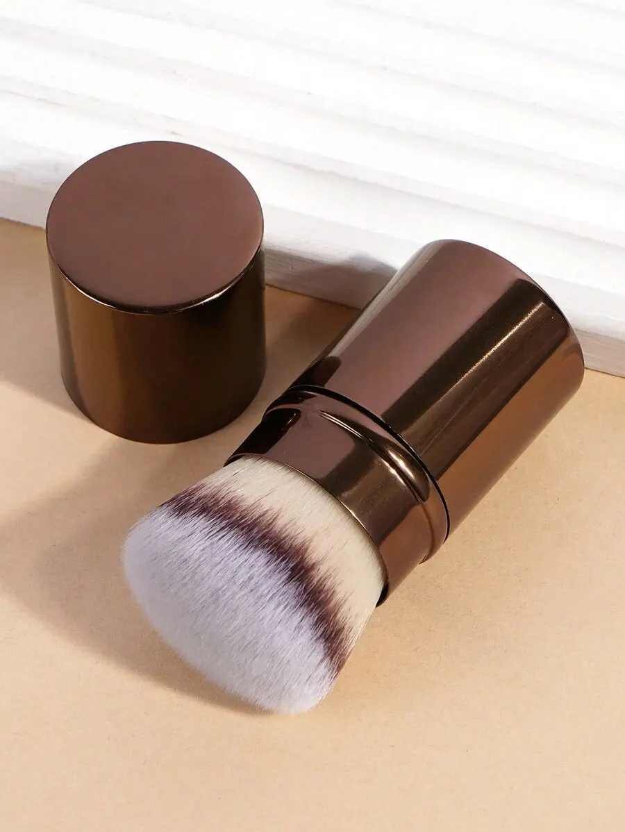 1 Stück professioneller einziehbarer Make-up-Pinsel für das Gesicht, Rougepinsel, Foundation-Pinsel, loser Puderpinsel, synthetisches Haar, ultraweiche Doundat – Detail 2