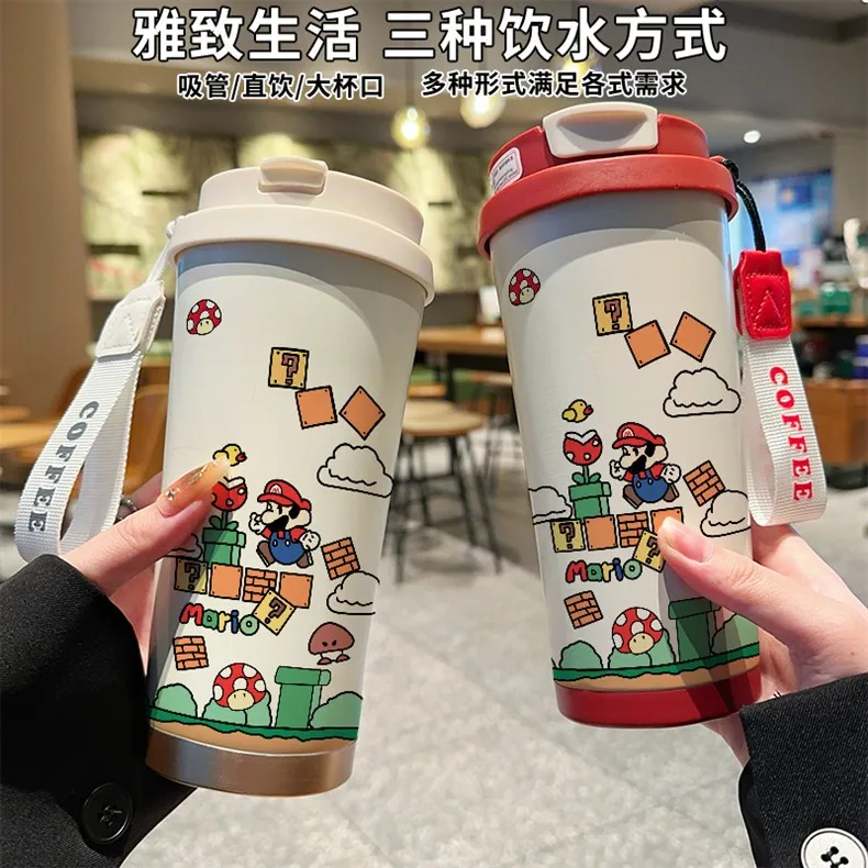 

500ml Super Mario Water Cup insulation 316 stainless steel large capacity portable car coffee cup ins Gift