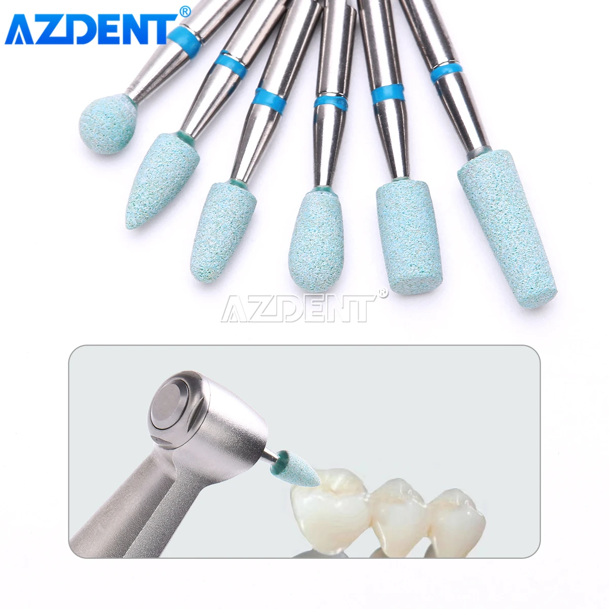 5 sztuk dentystyczna ceramiczna szlifierka AZDENT diamentowa głowica polerska polerka cyrkonia porcelana gruba dla RA 2.35mm kątnica