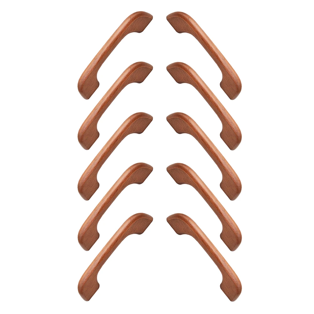 

10pcs Cabinet Handles Solid Wood Kitchen Dresser Drawers Wardrobe Bathroom Furniture Knobs Vintage Long Wooden Door Pulls