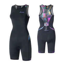 Santic Women's Triathlon Cycling Suits Sleeveless Sponge Padded Quick-Drying for Running Swimming