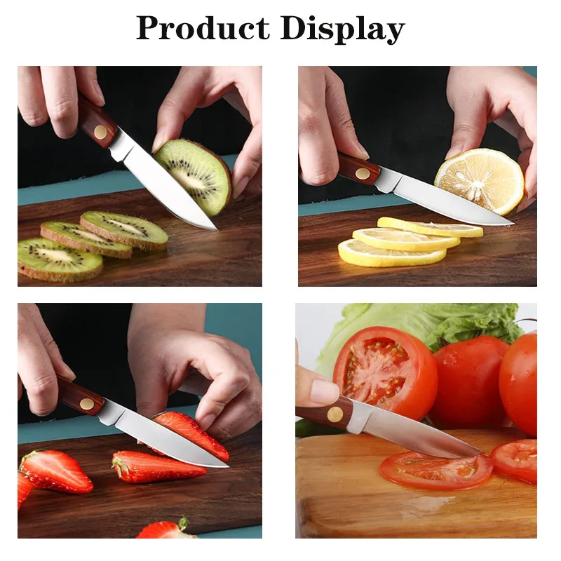 Stainless Steel Cut Fruit Knife Wooden Handle Folding Knife Household Melon Fruit Paring Vegetables Knife Pocket Knife