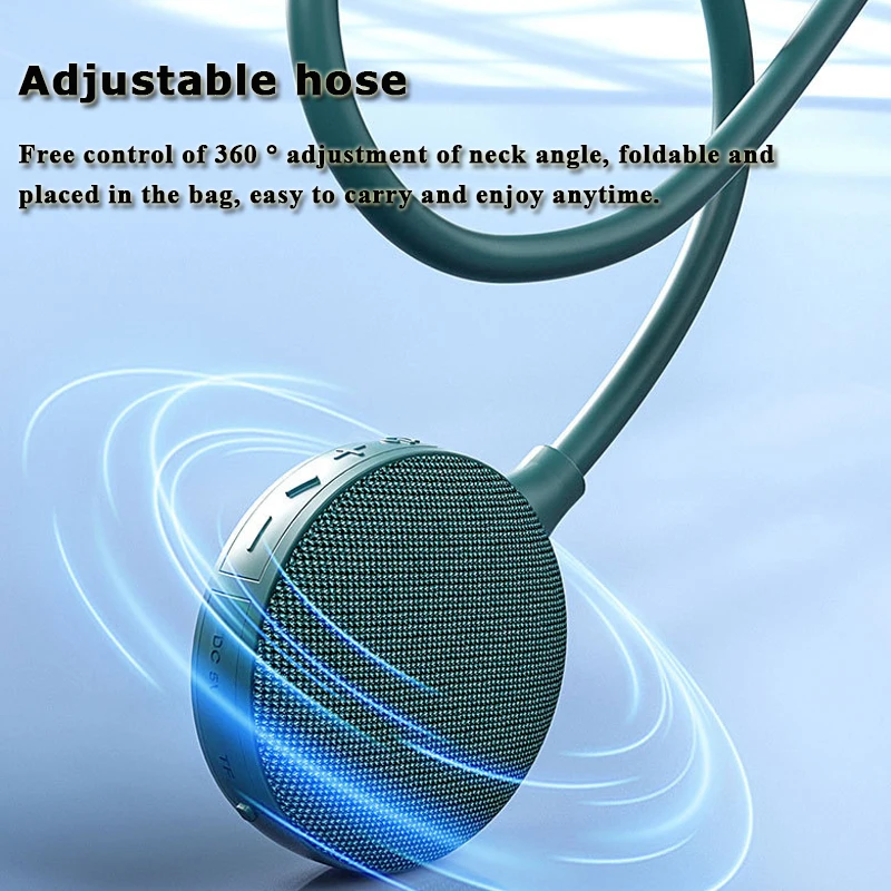Wearable Bluetooth5.3 Speaker Adjustable Neckband Sports Stereo Soundbar Wireless Handsfree Call MP3 Music Player Support TF