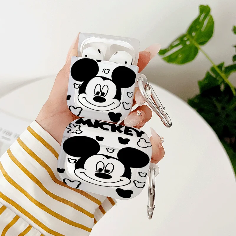 ديزني ميكي حقيبة سماعة الاذن ل Airpods 1/2 3 4 برو الكرتون بولي TPU سماعة لاسلكية تعمل بالبلوتوث للصدمات الغطاء الواقي مع هوك الهدايا