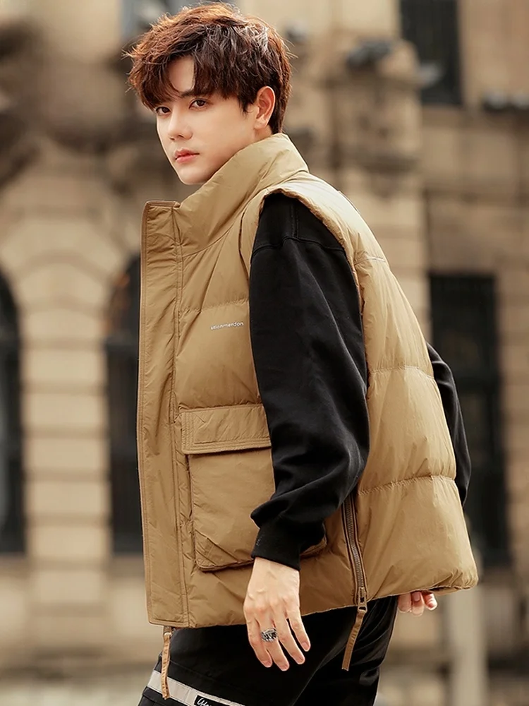 

Мужской легкий пуховый жилет: теплая повседневная куртка-жилет с наполнителем из пуха, модная зимняя верхняя одежда