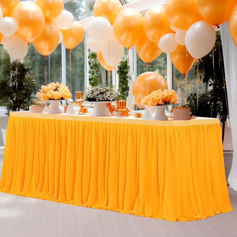 6FT Table Skirt for Rectangle Table Pleated Tablecloth Ruffle Table Cloth for Christmas Baby Shower Wedding Party Dessert Cake