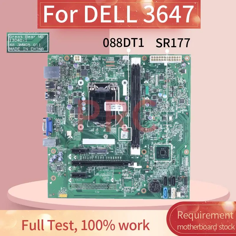 

For DELL 3647 Laptop Motherboard 088DT1 13040-1 SR177 DDR3 Notebook Mainboard